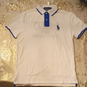 NWT Polo by Ralph Lauren Men's White Polo Custom Slim Fit Size Medium Men's.